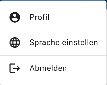User menu at the top right with Profile, Set language, Switch Process Space and Log out